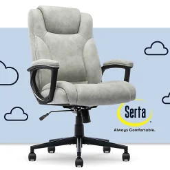 Serta® Comfort Eco Ergonomic Velvet Mid-Back Office Chair, Light Gray