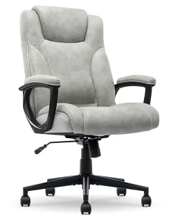 Serta® Comfort Eco Ergonomic Velvet Mid-Back Office Chair, Light Gray