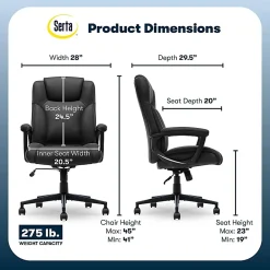 Serta® Comfort Eco Ergonomic Velvet Mid-Back Office Chair, Light Black
