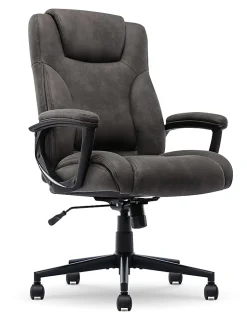 Serta® Comfort Eco Ergonomic Velvet Mid-Back Executive Office Chair, Brown/Black