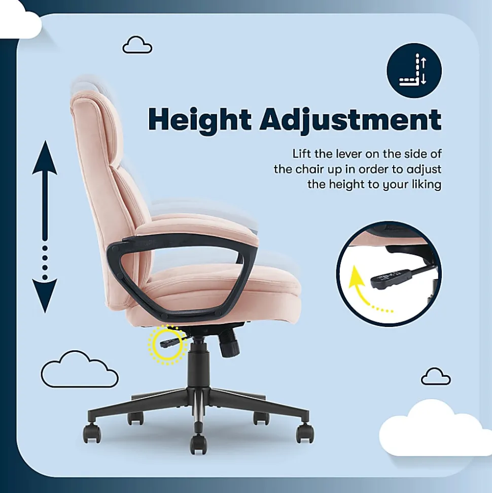 Serta® Comfort Ergo Ergonomic Velvet High-Back Executive Office Chair, Pink/Black