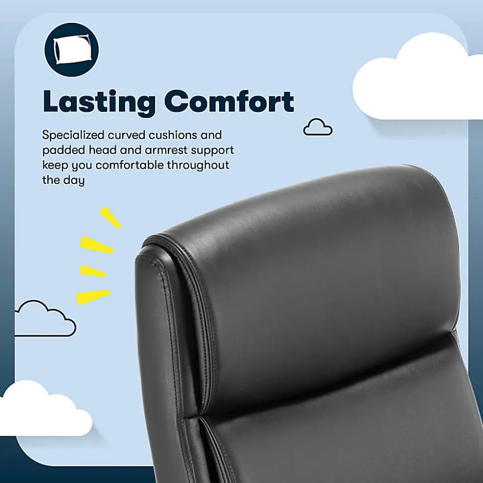 Serta® Comfort Ergo Ergonomic Bonded Leather Mid-Back Executive Office Chair, Black