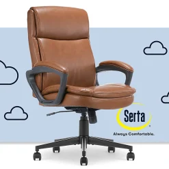 Serta® Comfort Ergo Ergonomic Bonded Leather Mid-Back Executive Office Chair, Cognac