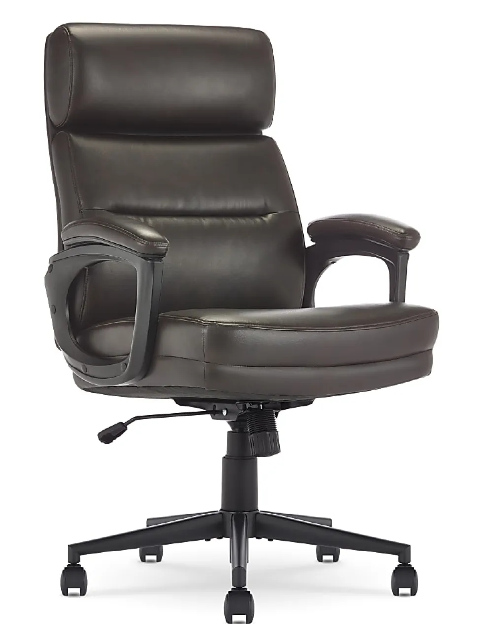 Serta Comfort Ergonomic Bonded Leather Mid-Back Executive Office Chair, Brown