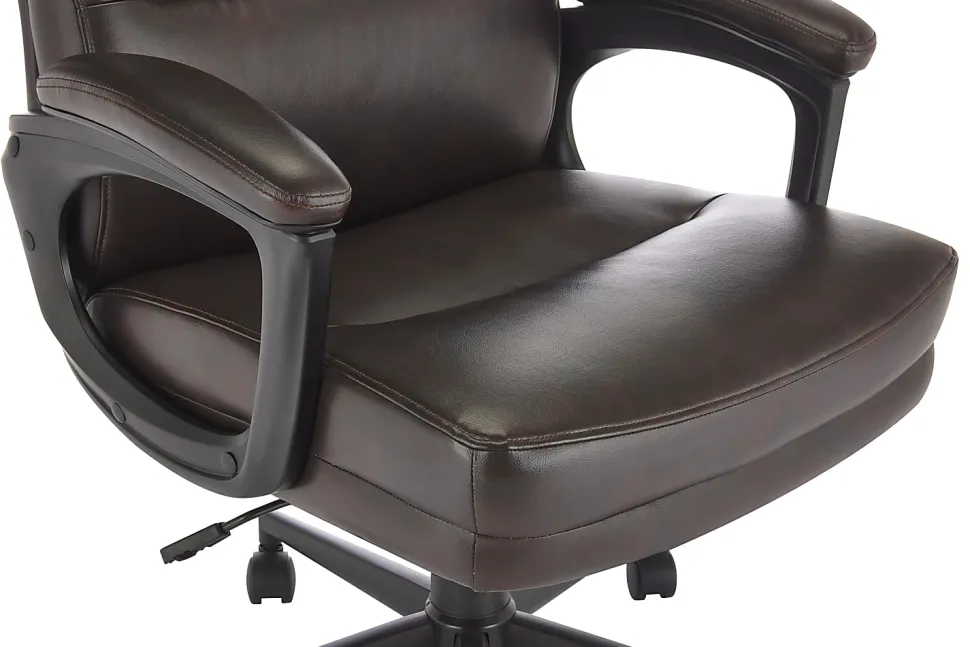 Serta Comfort Ergonomic Bonded Leather Mid-Back Executive Office Chair, Brown