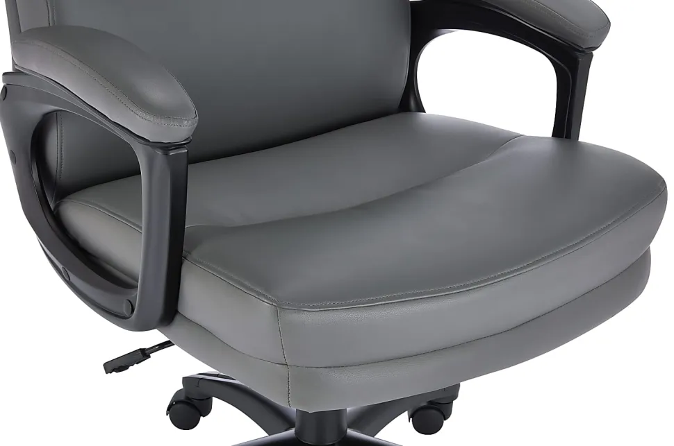 Serta® Comfort Ergonomic Bonded Leather Mid-Back Big & Tall Executive Office Chair, Gray