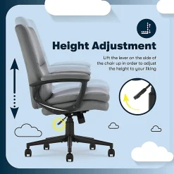 Serta® Comfort Modern Ergonomic Bonded Leather High-Back Executive Office Chair, Gray