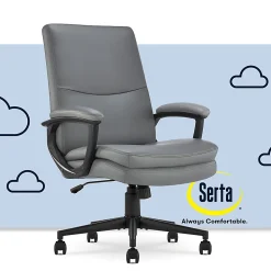 Serta® Comfort Modern Ergonomic Bonded Leather High-Back Executive Office Chair, Gray