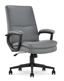 Serta® Comfort Modern Ergonomic Bonded Leather High-Back Executive Office Chair, Gray