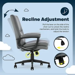 Serta® Comfort Modern Ergonomic Bonded Leather High-Back Executive Office Chair, Gray