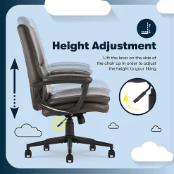 Serta® Comfort Modern Ergonomic Bonded Leather High-Back Executive Office Chair, Brown