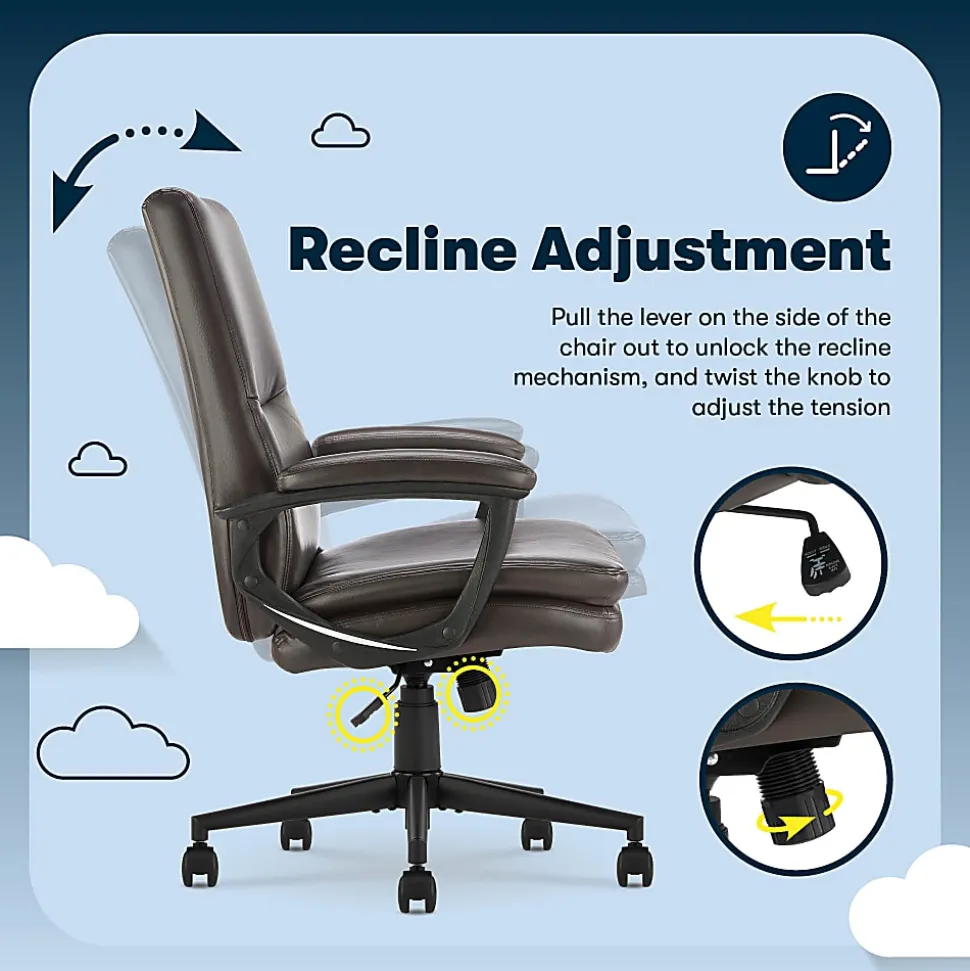 Serta® Comfort Modern Ergonomic Bonded Leather High-Back Executive Office Chair, Brown