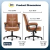 Serta® Comfort Modern Ergonomic Bonded Leather High-Back Executive Office Chair, Cognac