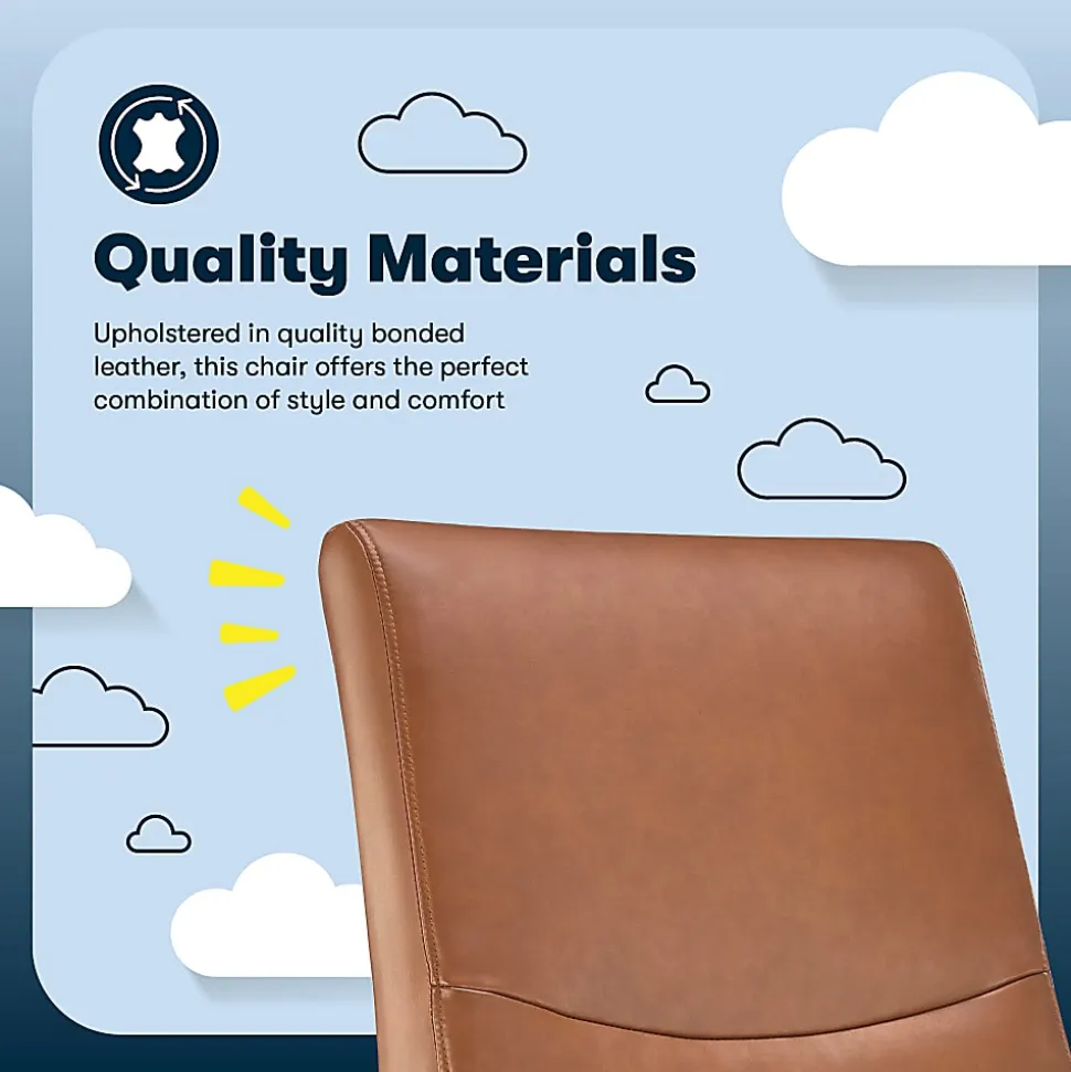 Serta® Comfort Modern Ergonomic Bonded Leather High-Back Executive Office Chair, Cognac