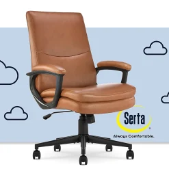 Serta® Comfort Modern Ergonomic Bonded Leather High-Back Executive Office Chair, Cognac