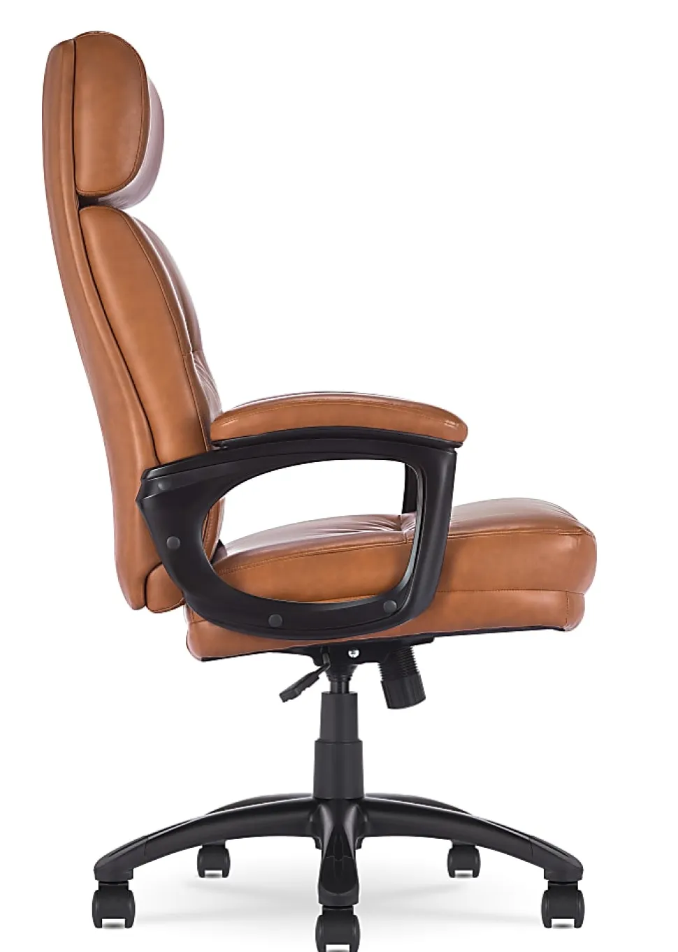 Serta Comfort Series Ergonomic Bonded Leather Mid-Back Executive Office Chair, Cognac