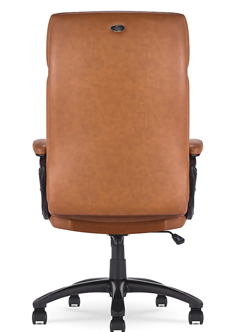 Serta Comfort Series Ergonomic Bonded Leather Mid-Back Executive Office Chair, Cognac