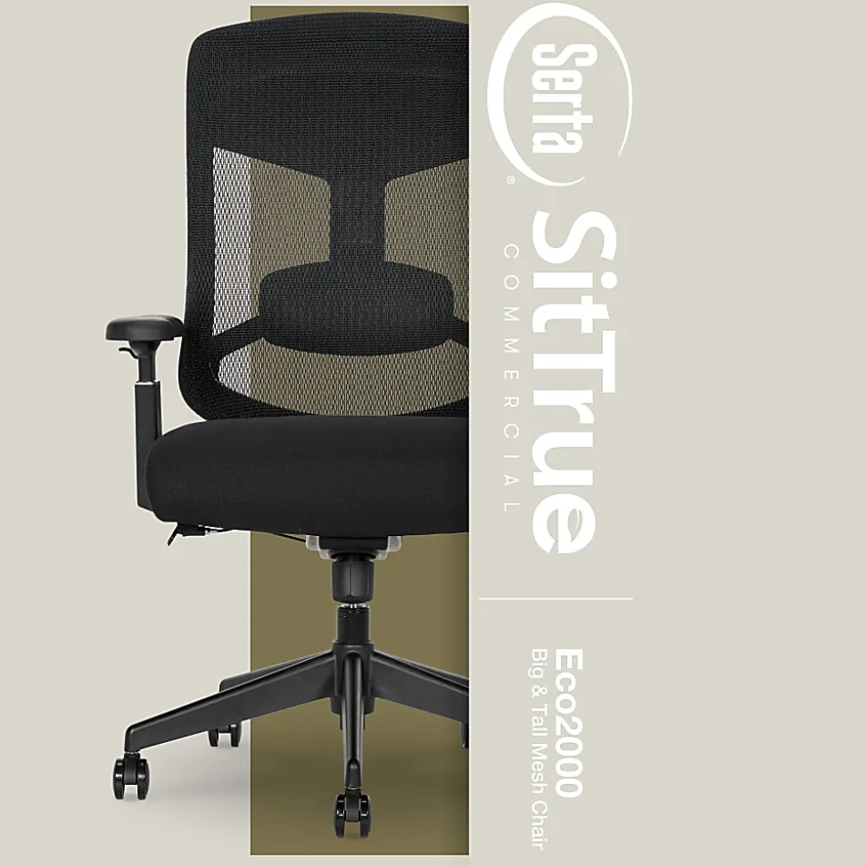 Serta Commercial Eco-2000 Big & Tall Ergonomic Mesh High-Back Executive Office Chair, Black