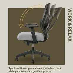 Serta Commercial Eco-2000 Big & Tall Ergonomic Mesh High-Back Executive Office Chair, Gray