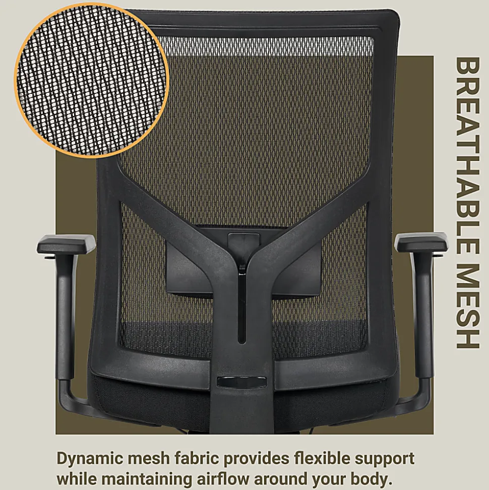 Serta Commercial Eco-2000 Ergonomic Mesh Mid-Back Task Chair, 43% Recycled, Black