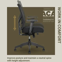 Serta Commercial Eco-2000 Ergonomic Mesh Mid-Back Task Chair, 43% Recycled, Black