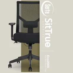 Serta Commercial Eco-2000 Ergonomic Mesh Mid-Back Task Chair, 43% Recycled, Black