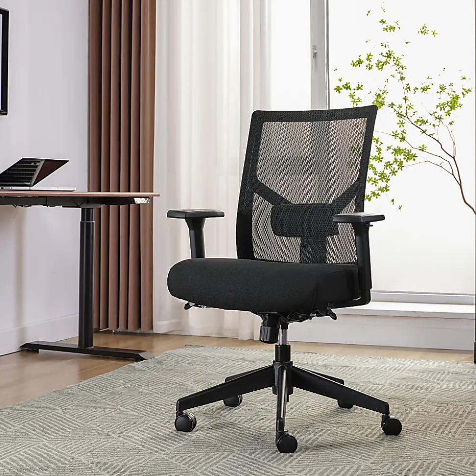 Serta Commercial Eco-2000 Ergonomic Mesh Mid-Back Task Chair, 43% Recycled, Black