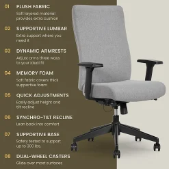 Serta® Commercial Eco-2000 High-Back Ergonomic Fabric Chair, Gray