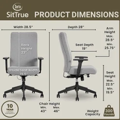 Serta® Commercial Eco-2000 High-Back Ergonomic Fabric Chair, Gray