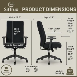 Serta® Commercial Eco-2000 High-Back Ergonomic Fabric Chair, Black