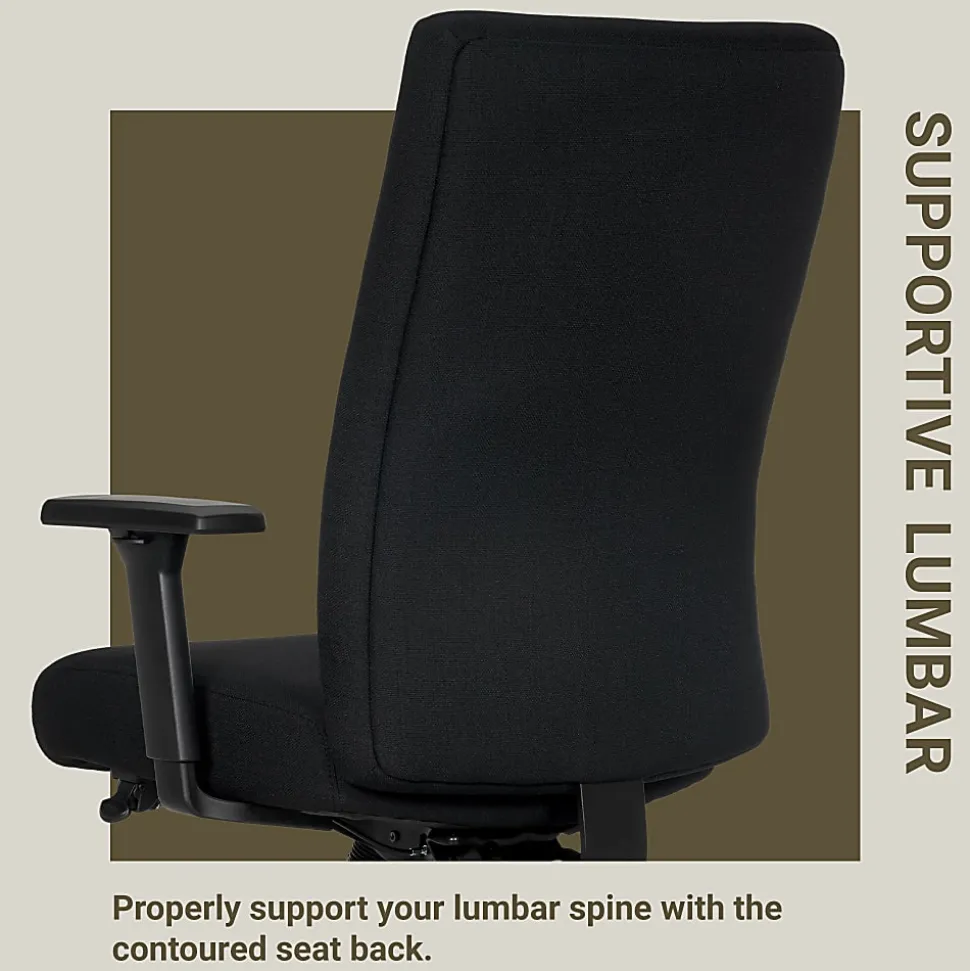 Serta® Commercial Eco-2000 High-Back Ergonomic Fabric Chair, Black