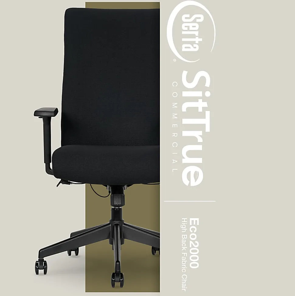 Serta® Commercial Eco-2000 High-Back Ergonomic Fabric Chair, Black