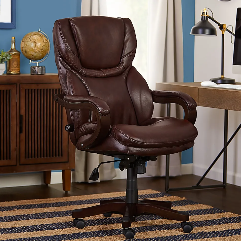 Serta® Conway Big & Tall Bonded Leather High-Back Office Chair, Brown
