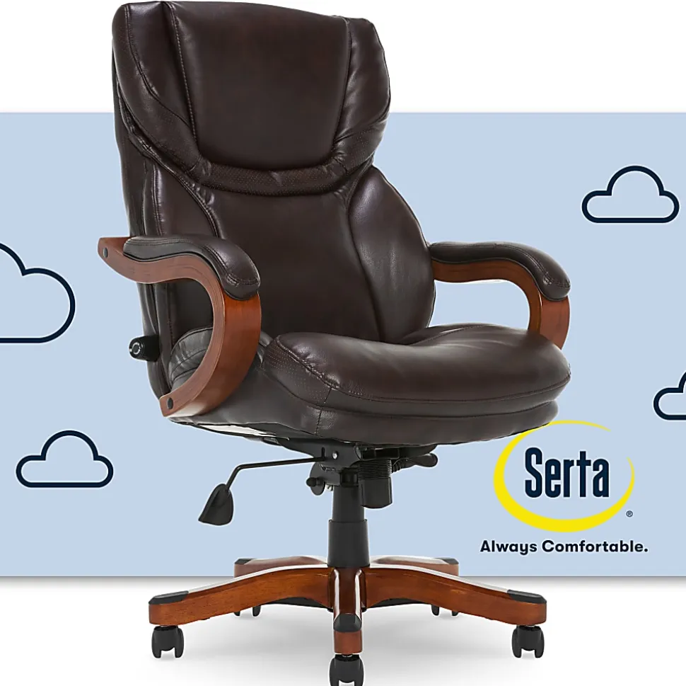 Serta® Conway Big & Tall Bonded Leather High-Back Office Chair, Biscuit/Espresso