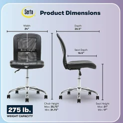 Serta® Essentials Mid-Back Computer Chair, Ingenuity Black/Chrome