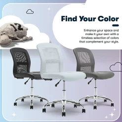 Serta® Essentials Mid-Back Computer Chair, Blue Sky/Chrome