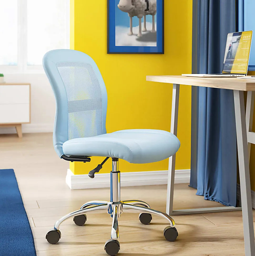 Serta® Essentials Mid-Back Computer Chair, Blue Sky/Chrome