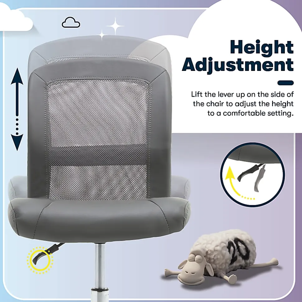 Serta® Essentials Mid-Back Computer Chair, Productivity Gray/Chrome