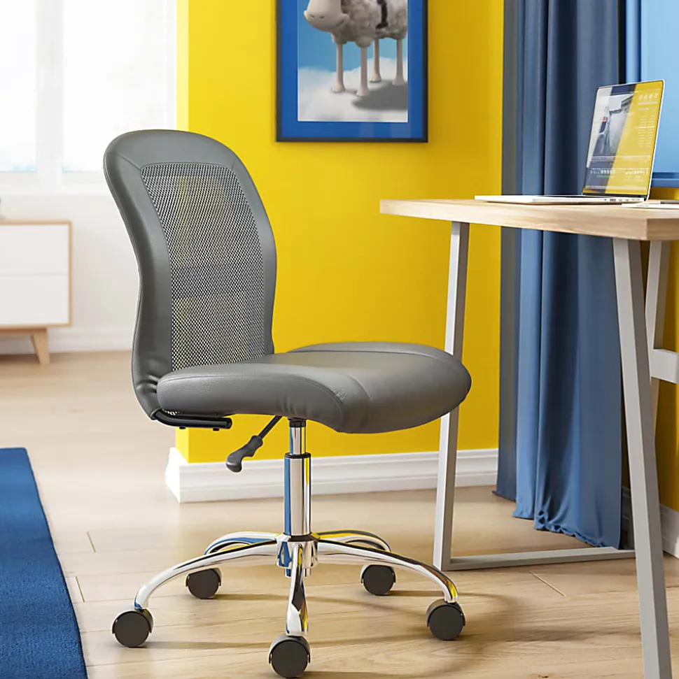 Serta® Essentials Mid-Back Computer Chair, Productivity Gray/Chrome