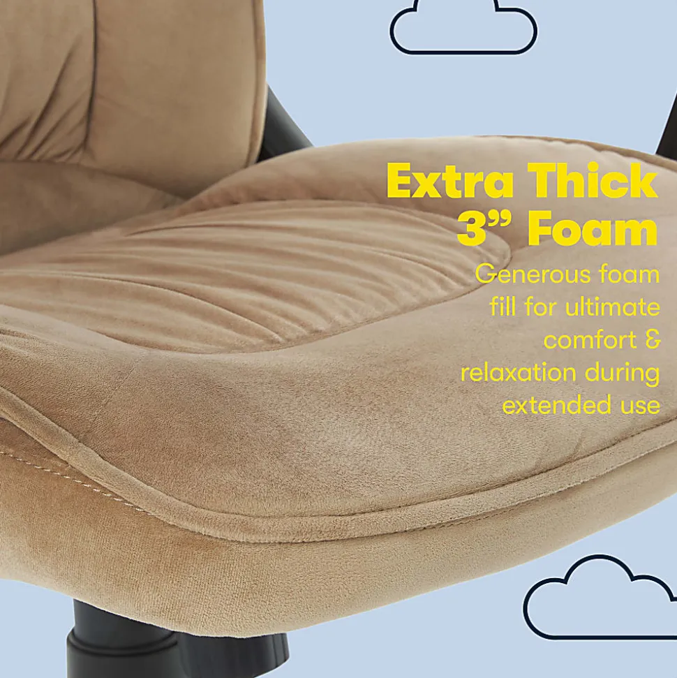 Serta® Executive Office Ergonomic Microfiber Mid-Back Chair, Light Beige/Black