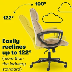Serta® Executive Office Ergonomic Microfiber Mid-Back Chair, Light Beige/Black