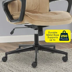 Serta® Executive Office Ergonomic Microfiber Mid-Back Chair, Light Beige/Black