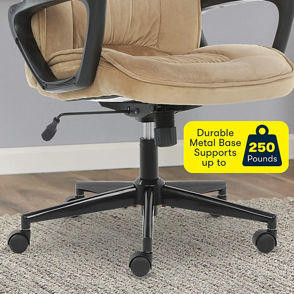 Serta® Executive Office Ergonomic Microfiber Mid-Back Chair, Light Beige/Black