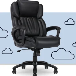 Serta Garret Ergonomic Bonded Leather High-Back Executive Chair, Space Black