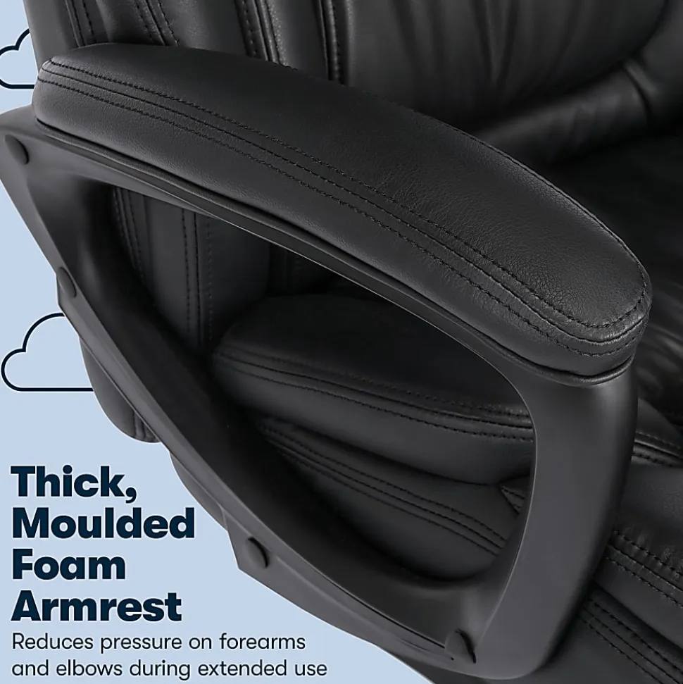 Serta Garret Ergonomic Bonded Leather High-Back Executive Chair, Space Black