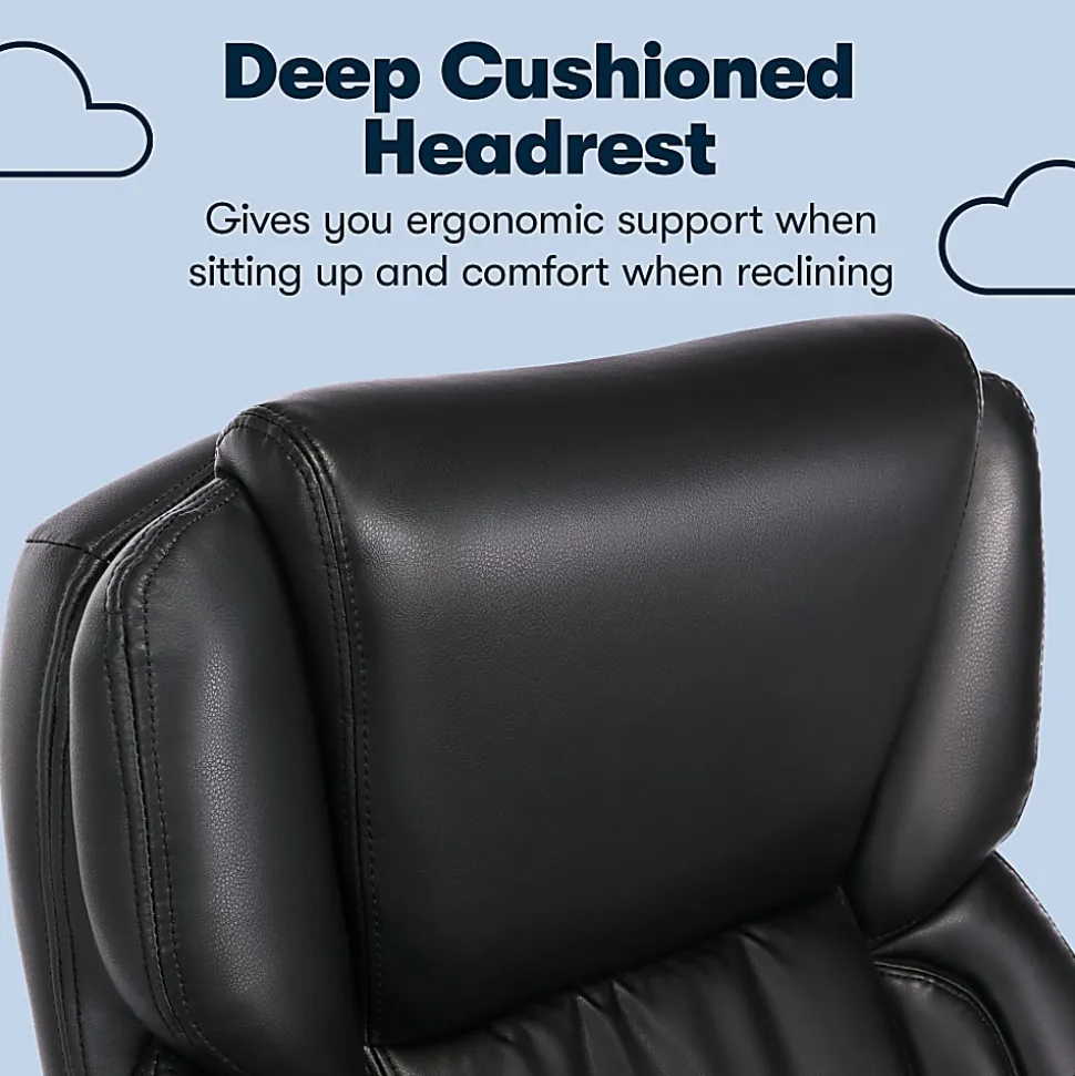 Serta Garret Ergonomic Bonded Leather High-Back Executive Chair, Space Black