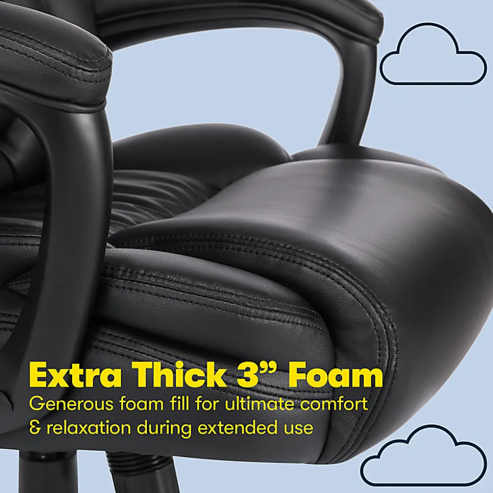Serta Garret Ergonomic Bonded Leather High-Back Executive Chair, Space Black