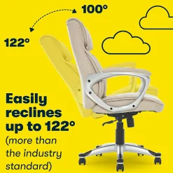 Serta Hannah Ergonomic Fabric Mid-Back Office Chair, Tan/Silver