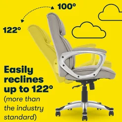 Serta Hannah Ergonomic Fabric Mid-Back Office Chair, Glacial Gray/Silver