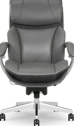 Serta® iComfort i6000 Big & Tall Ergonomic Bonded Leather High-Back Executive Office Chair, Gray/Silver